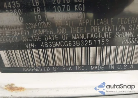 2011 Subaru Legacy 2.5I Premium из США, поврежденный, VIN 4S3BMCG63B3251153